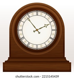 Reloj De Manteles Vintage De Madera Con Numeración Romana, Ilustración Vectorial