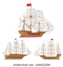 Wooden vintage ship vector design illustration isolated on white background