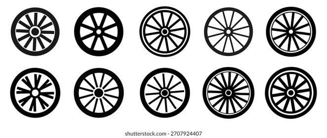  Juego de siluetas de Vector de vagón de madera | Antiguas Carrito Farm Vehicle Graphics