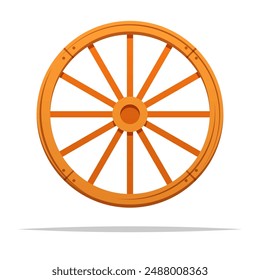 Wooden wagon wheel vector isolated illustration