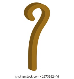 Wooden walking cane icon.Vector illustration.	