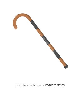 Wooden, Walking, Stick, Disability Vector Illustration Isolated