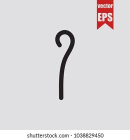 Wooden walking stick icon in trendy isolated on grey background.Vector illustration.