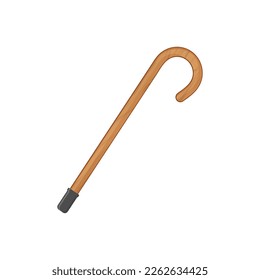 wooden walking stick on white background, vector