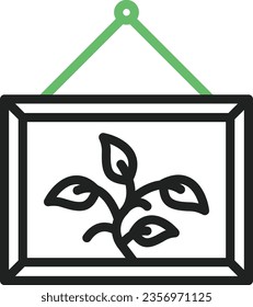 Imagen del icono del marco de pared de madera. Adecuado para aplicaciones móviles.