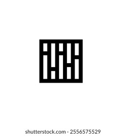 Wooden wall vector icon logo in pixel style