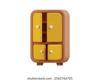 Wooden wardrobe closet icon 3d render concept of wardrobe cabinet furniture icon vector illustration