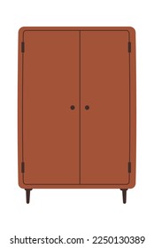 Wooden wardrobe for clothes flat icon. Vector illustration