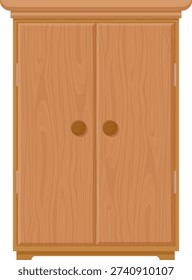 Wooden wardrobe with doors closed.