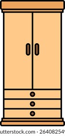 Wooden wardrobe with drawers illustration