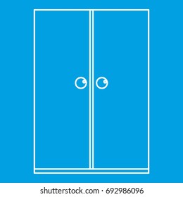 Wooden wardrobe icon blue outline style isolated vector illustration. Thin line sign