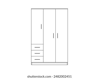 Wooden Wardrobe Outline icon vector. Wooden Wardrobe Outline isolated white background. Vector Illustration