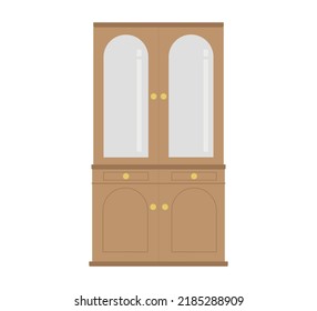 Wooden wardrobe for rooms on a white background