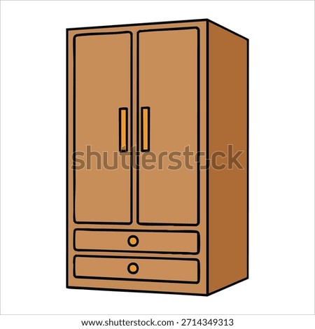 wooden wardrobe vector art isolated on white background