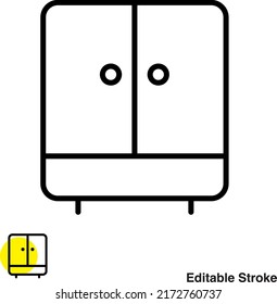 Wooden Wardrobe Vector Line Icon