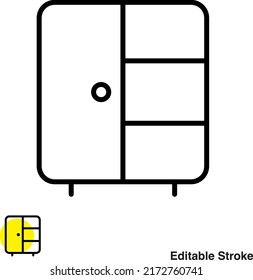 Wooden Wardrobe Vector Line Icon