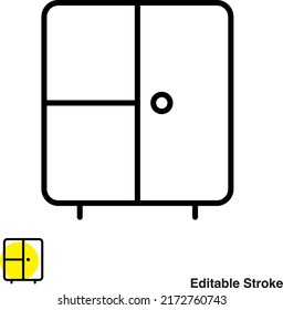 Wooden Wardrobe Vector Line Icon