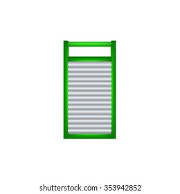Wooden washboard in green and silver design