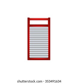 Wooden washboard in red and silver design