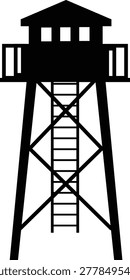 Wooden Watchtower  Security Observation Platform and Guard Tower Vector