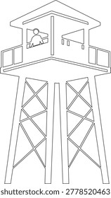 Wooden Watchtower Security Observation Platform and Guard Tower Vector
