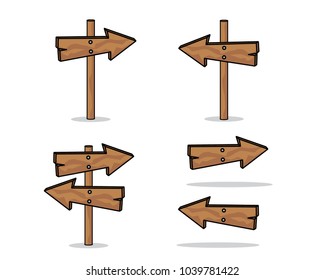 wooden way arrow cartoon illustration , cartoon design style , designed for illustration