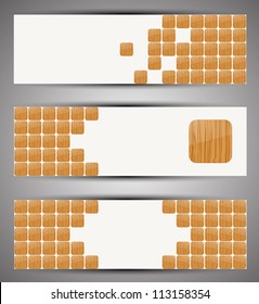 Wooden web banners. Vector