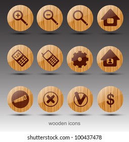 Wooden web icons. Vector