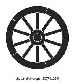 Wooden wheel black vector icon.Black vector illustration wagon. Isolated illustration of wooden wheel of wagon icon on white background.