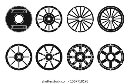 Wooden wheel vector black set icon.Vector illustration cart of wheel. Isolated black icon cartwheel for wagon on white background .