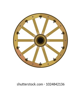 Wooden wheel. Vector illustration isolated on white background