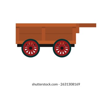 Wooden wheelbarrow. Simple flat illustration.