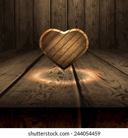 Wooden whetstone in the form of heart. Vector illustration 