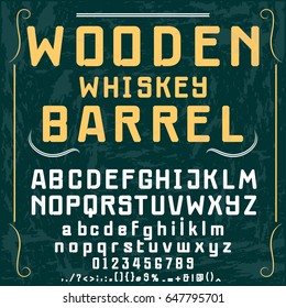 wooden whiskey barrel Font Script Typeface vector