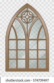 Wooden white rectangular lifting Sliding window with clear glass. Vector graphics