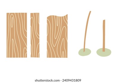 Wooden wick set with hearts and word love for creating a candle at home. Beeswax candles making process.  Candle making tutorial. Vector illustration
