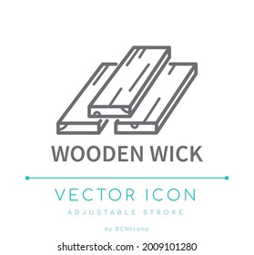 Wooden Wick Vector Line Icon. Candle Wick Outline Symbol.