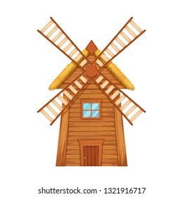 Wooden windmill vector illustration.