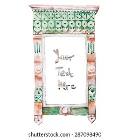 Wooden window casings vector watercolor