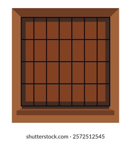 Wooden window frame with grid design vector illustration for architecture and home decor