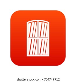Wooden window icon digital red for any design isolated on white vector illustration