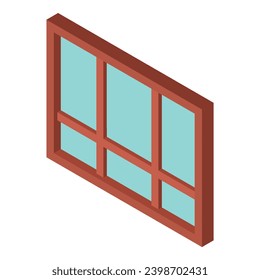 Icono de ventana de madera vector isométrico. Gran ventana cuadrada exterior transparente. Concepto exterior, construcción y reparación