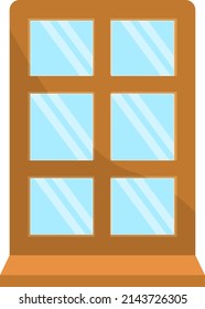 Wooden window, illustration, vector on a white background.