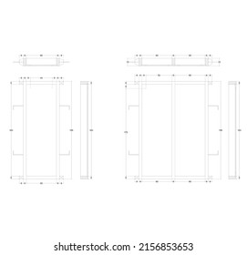 wooden window sketch and dimensions