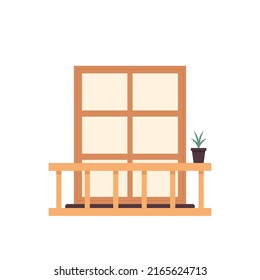 Wooden window vector. Traditional wooden window isolated. Cartoon vector window - element of architecture and interior design.