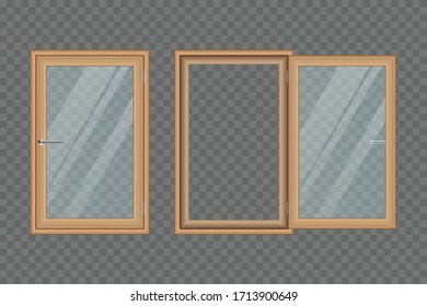 Las ventanas de madera definen la ilustración vectorial aislada en fondo transparente