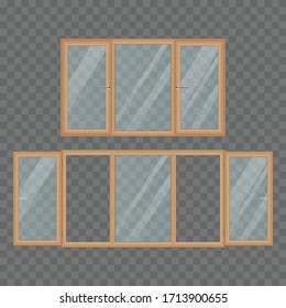Holzfenster auf Vektorillustration einzeln auf transparentem Hintergrund