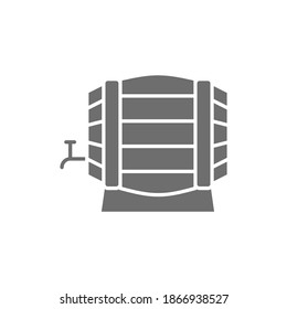 Wooden wine barrel grey icon. Isolated on white background
