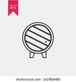 Wooden wine barrel line icon