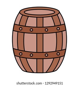 wooden wine barrel on white background vector illustration
